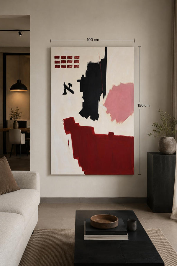 Vestigio Bermellón - obra original en acrílico sobre lienzo, 100x150cm