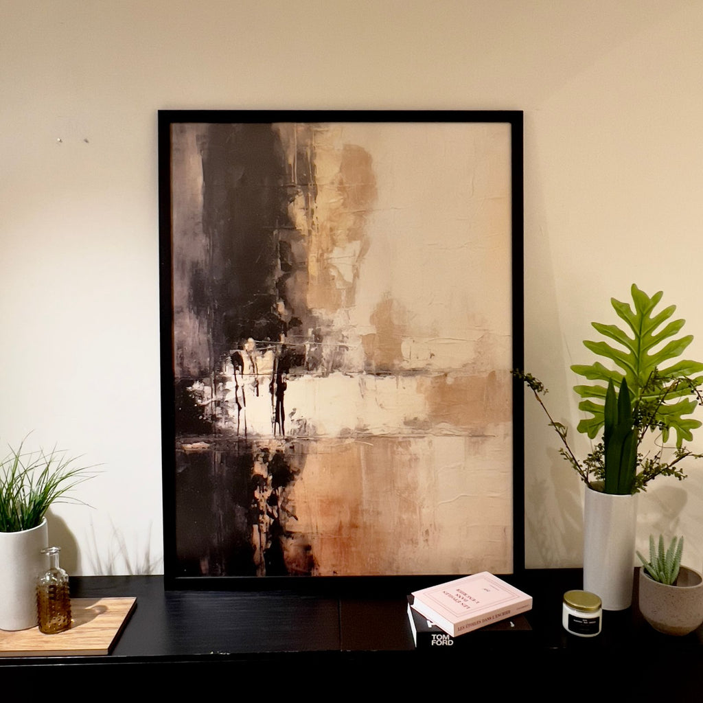 Abstracto Beige con Negro cuadro decorativo moderno para hogar | Studio MagArt