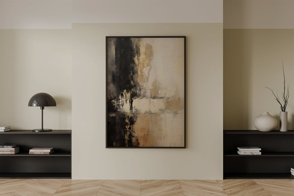 Abstracto Beige con Negro cuadro decorativo moderno para hogar | Studio MagArt