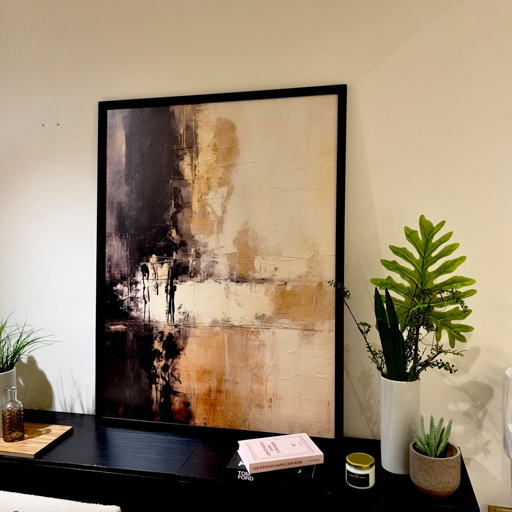 Abstracto Beige con Negro cuadro decorativo moderno para hogar | Studio MagArt