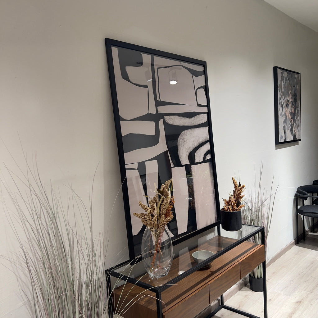 Abstracto Beige con Negro cuadro decorativo moderno para hogar | Studio MagArt