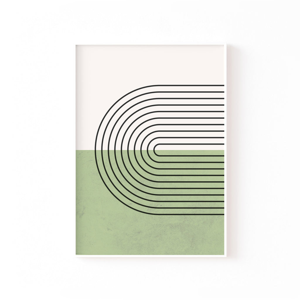 Arcos Anidados Verde – cuadro decorativo con marco blanco | Studio MagArt