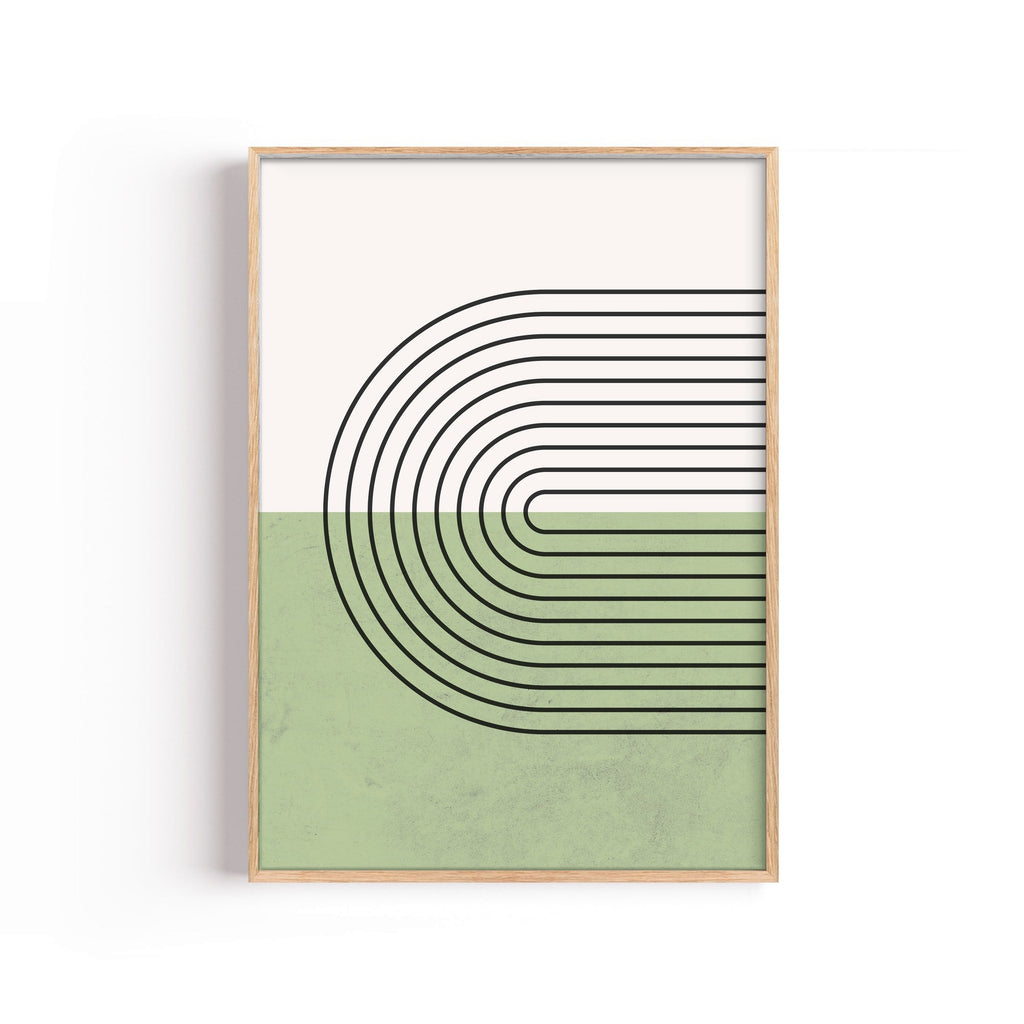 Arcos Anidados Verde – cuadro decorativo con marco natural | Studio MagArt