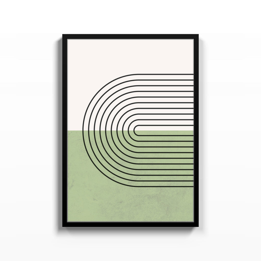 Arcos Anidados Verde – cuadro decorativo con marco negro | Studio MagArt
