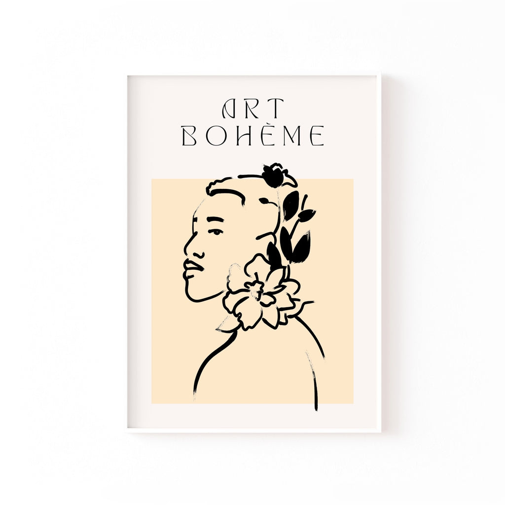 Art Bohème Flores en el Cabello – cuadro decorativo con marco blanco | Studio MagArt