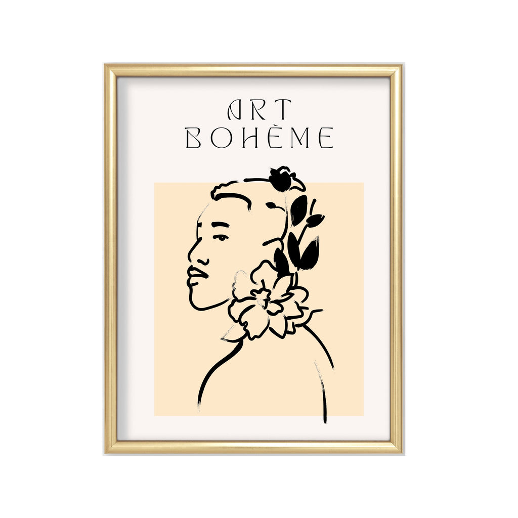 Art Bohème Flores en el Cabello – cuadro decorativo con marco dorado | Studio MagArt