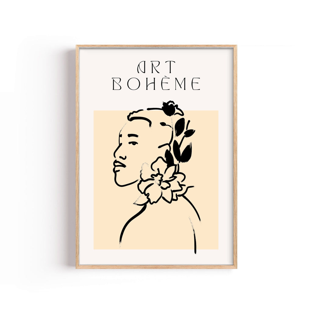 Art Bohème Flores en el Cabello – cuadro decorativo con marco natural | Studio MagArt