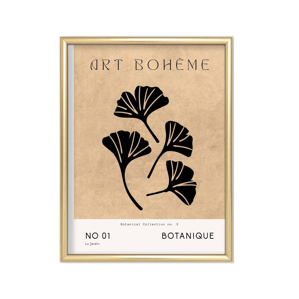 Art Bohème Ginkgo – cuadro decorativo con marco dorado | Studio MagArt