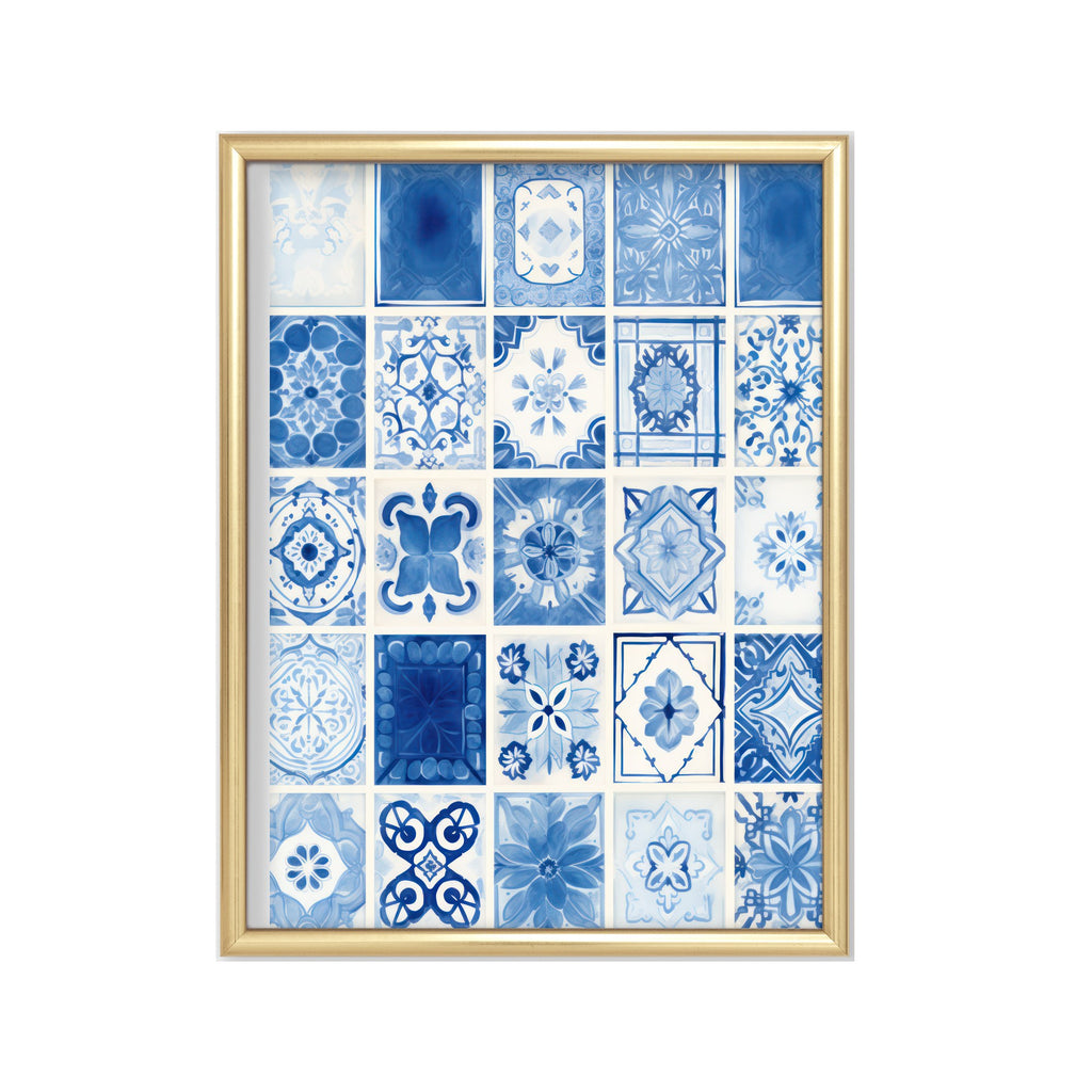 Azulejos Azules – cuadro decorativo con marco dorado | Studio MagArt