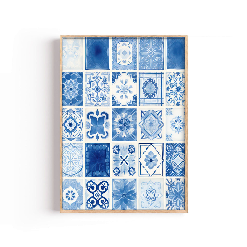 Azulejos Azules – cuadro decorativo con marco natural | Studio MagArt