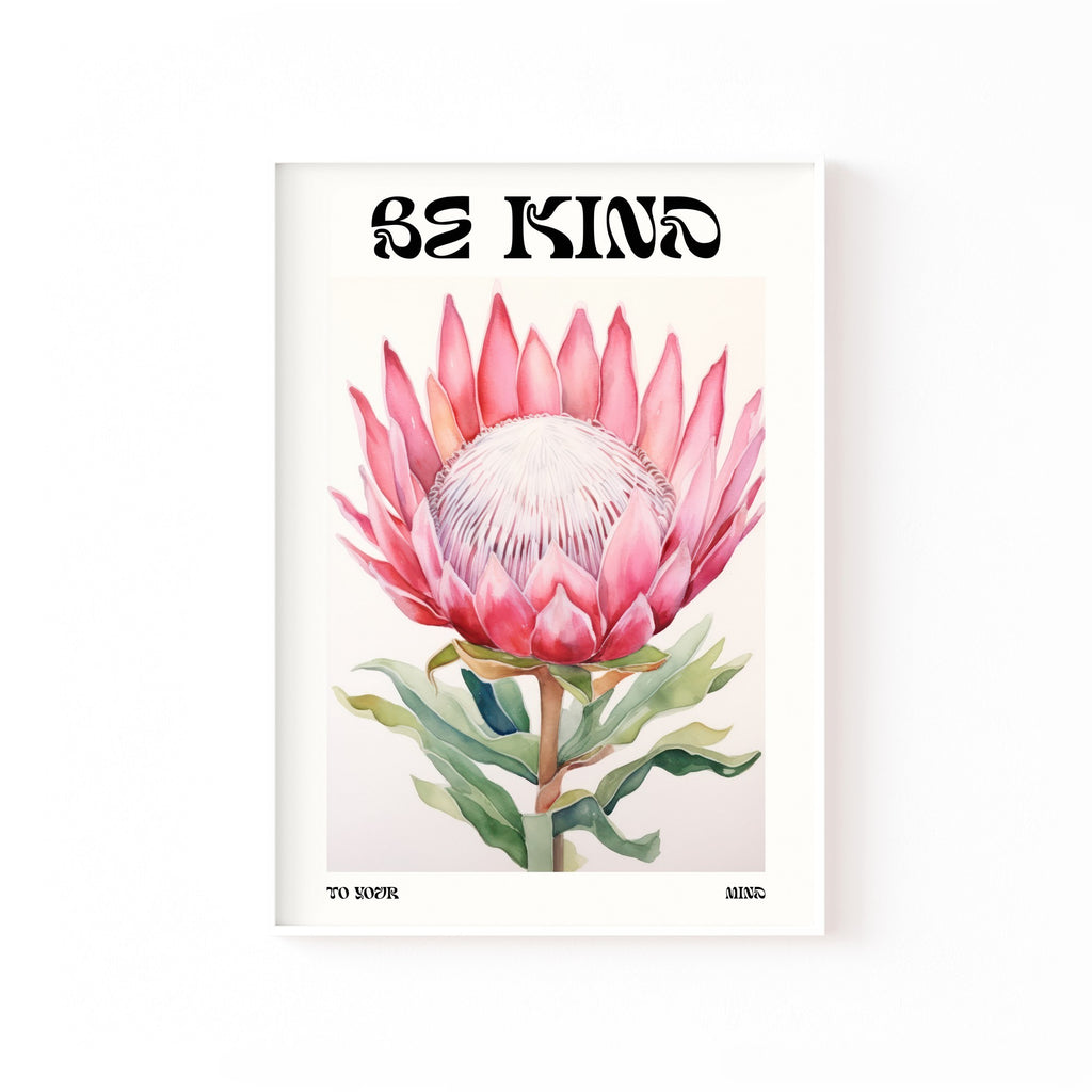 Be Kind – cuadro decorativo con marco blanco | Studio MagArt