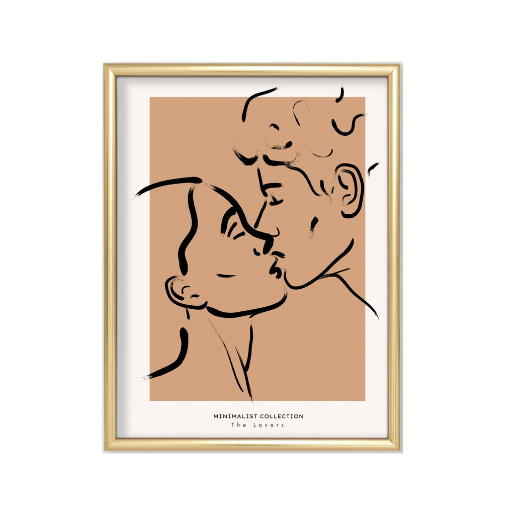 Beso Terracota – cuadro decorativo con marco dorado | Studio MagArt