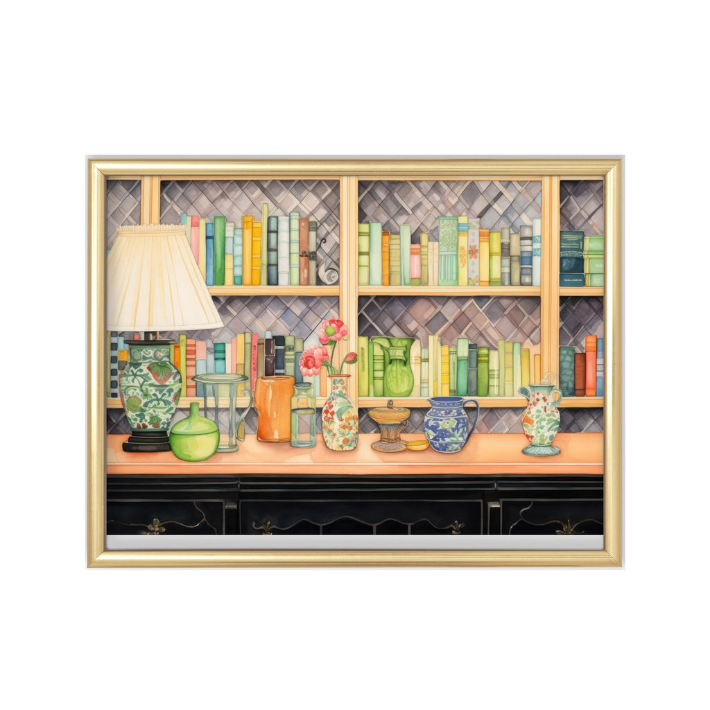 Biblioteca – cuadro decorativo con marco dorado | Studio MagArt