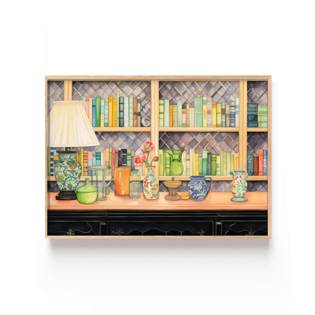Biblioteca – cuadro decorativo con marco natural | Studio MagArt