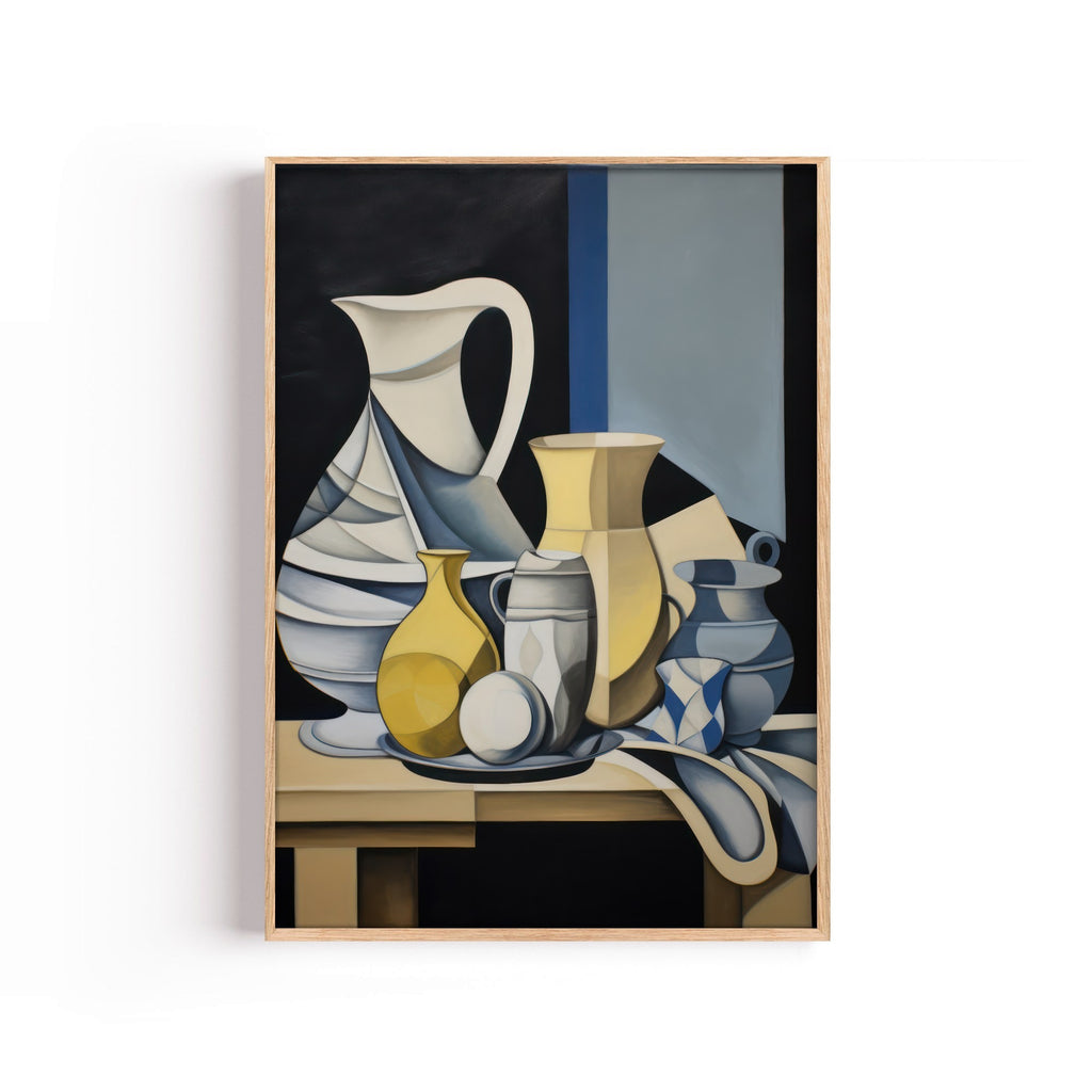 Bodegón Cubista – cuadro decorativo con marco natural | Studio MagArt
