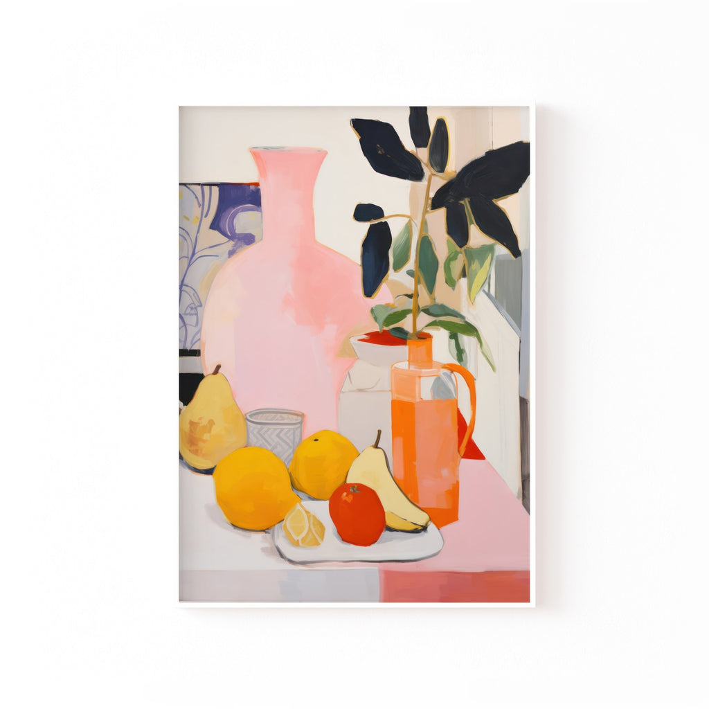 Bodegón Rosa – cuadro decorativo con marco blanco | Studio MagArt