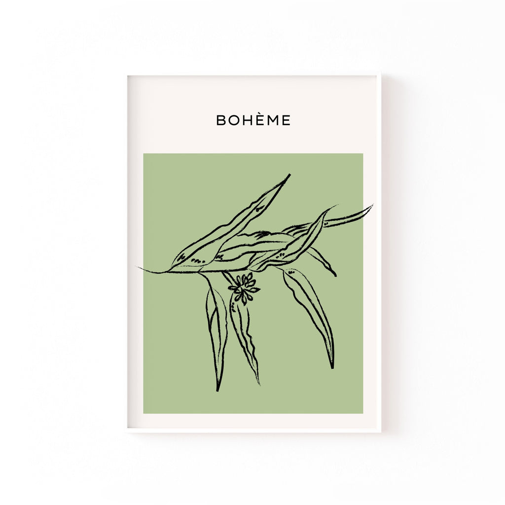 Bohème Eucalipto – cuadro decorativo con marco blanco | Studio MagArt