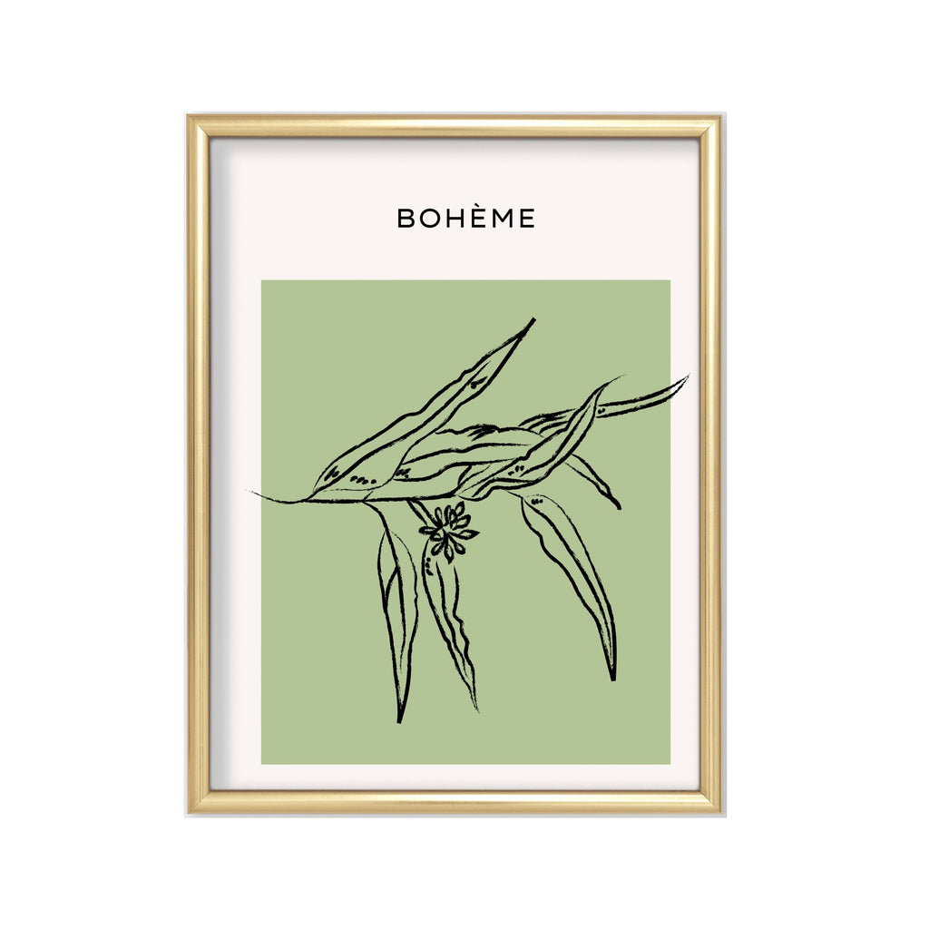Bohème Eucalipto – cuadro decorativo con marco dorado | Studio MagArt