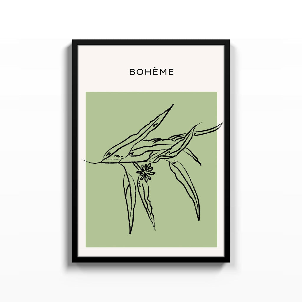 Bohème Eucalipto – cuadro decorativo con marco negro | Studio MagArt