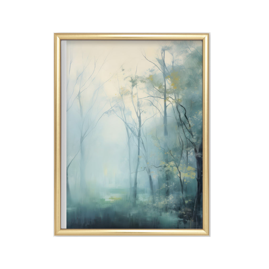 Bosque Brumoso – cuadro decorativo con marco dorado | Studio MagArt