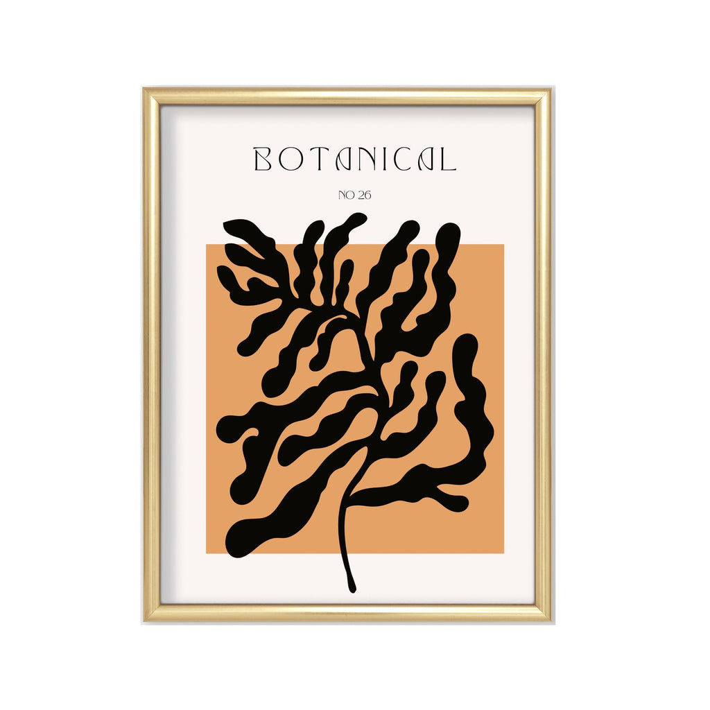 Botanical Coral Naranja – cuadro decorativo con marco dorado | Studio MagArt