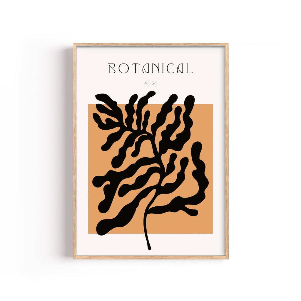 Botanical Coral Naranja – cuadro decorativo con marco natural | Studio MagArt
