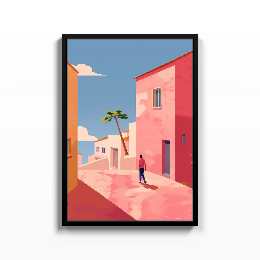 Calle Rosa – cuadro decorativo con marco negro | Studio MagArt