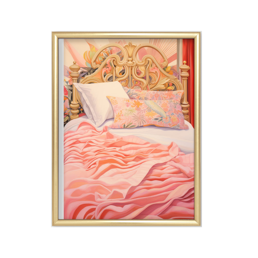 Cama Rosa – cuadro decorativo con marco dorado | Studio MagArt