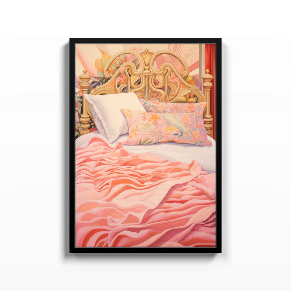 Cama Rosa – cuadro decorativo con marco negro | Studio MagArt