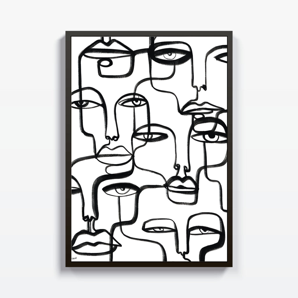 Caras y Siluetas - Dialogo Visual en Trazos Abstractos cuadro decorativo para sala moderna | arte para hogar | Studio MagArt