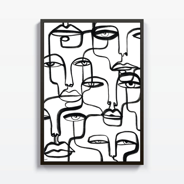 Caras y Siluetas - Dialogo Visual en Trazos Abstractos cuadro decorativo para sala moderna | arte para hogar | Studio MagArt