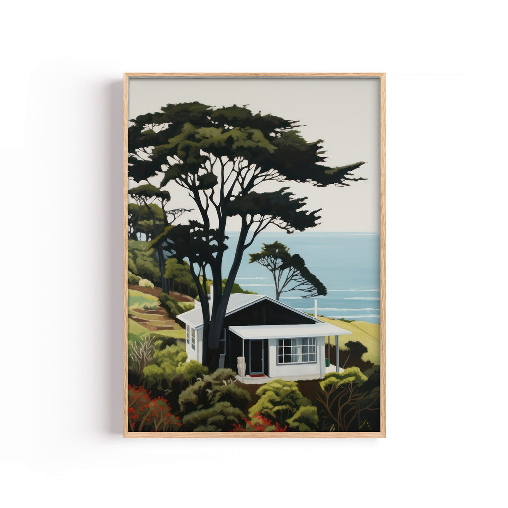 Casa en la Costa – cuadro decorativo con marco natural | Studio MagArt