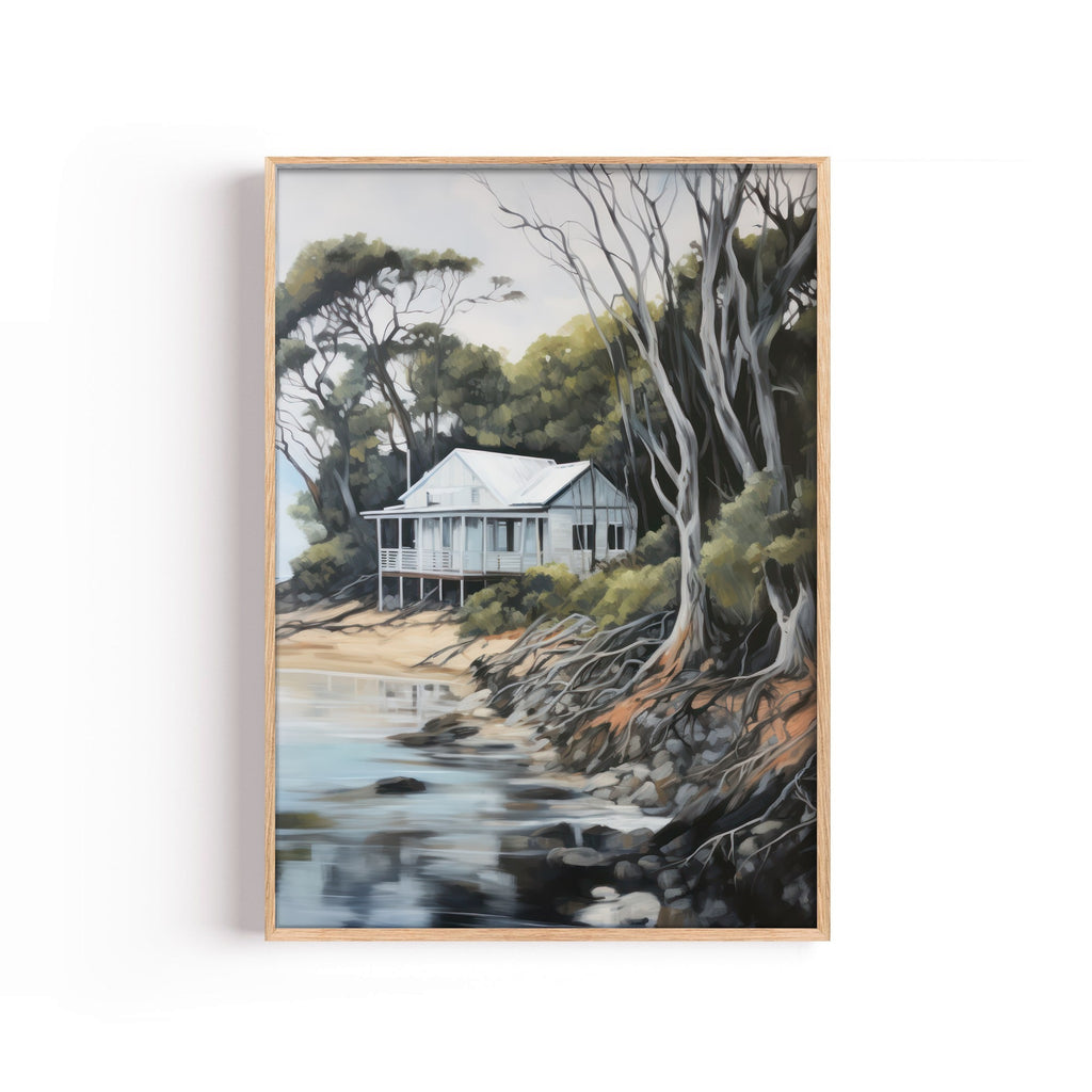 Casa junto al Río – cuadro decorativo con marco natural | Studio MagArt