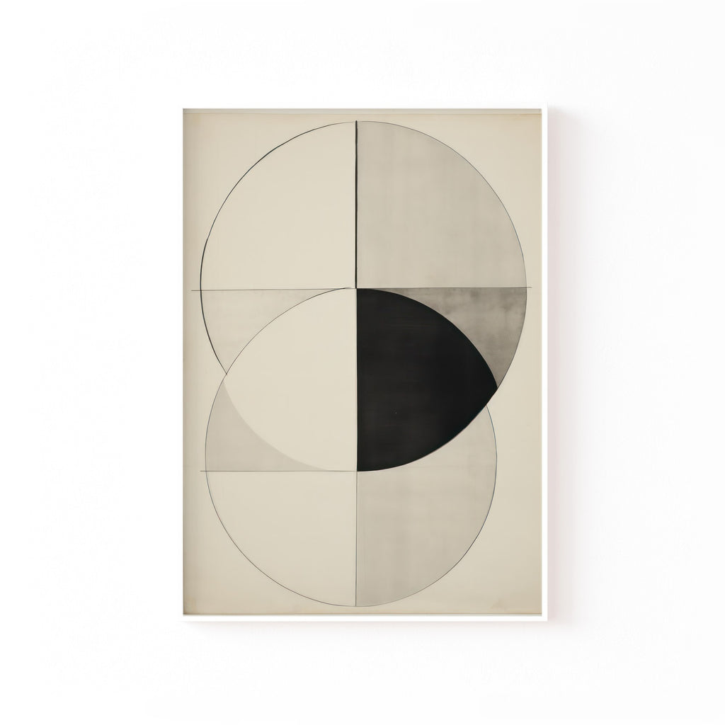 Círculos Bauhaus – cuadro decorativo con marco blanco | Studio MagArt