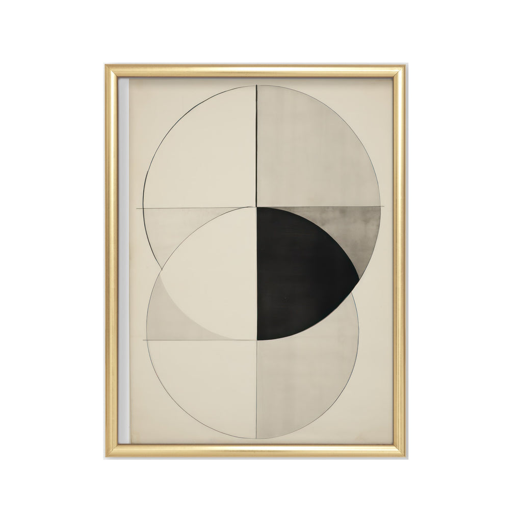 Círculos Bauhaus – cuadro decorativo con marco dorado | Studio MagArt