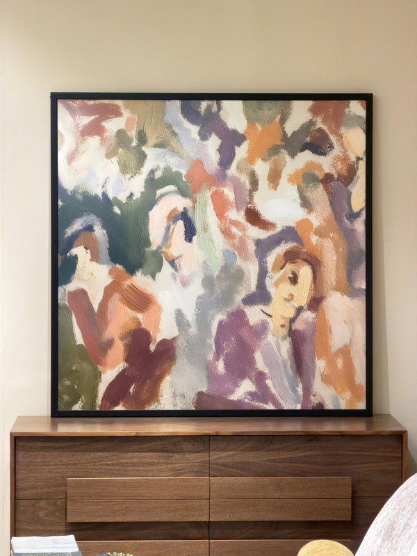 Encuentro en Terracota: rostros en silencio cuadro decorativo para sala moderna | arte para hogar | Studio MagArt