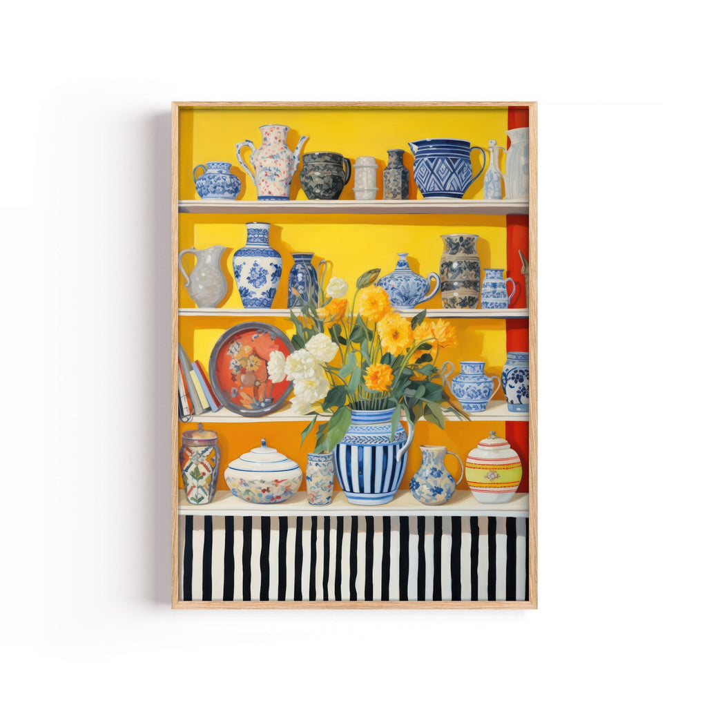Estante de Porcelana – cuadro decorativo con marco natural | Studio MagArt