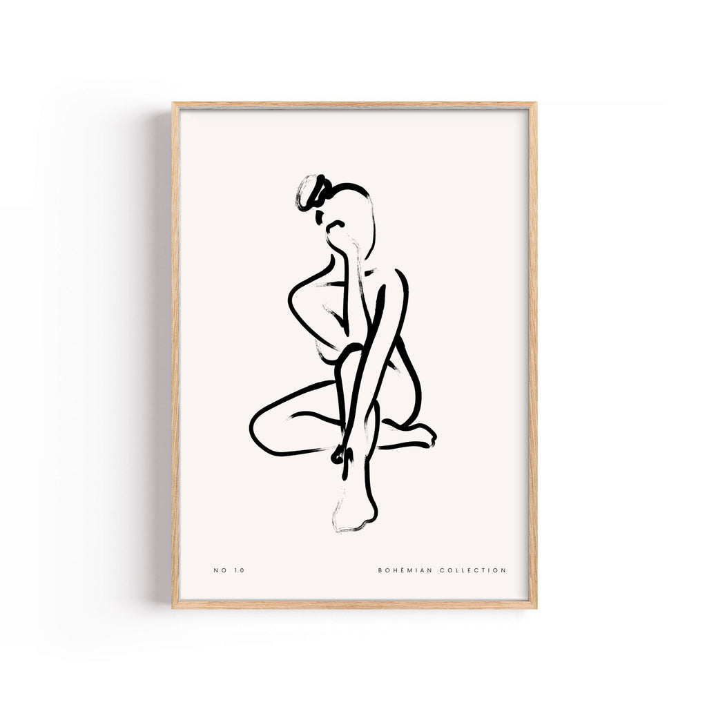 Figura Pensativa – cuadro decorativo con marco natural | Studio MagArt