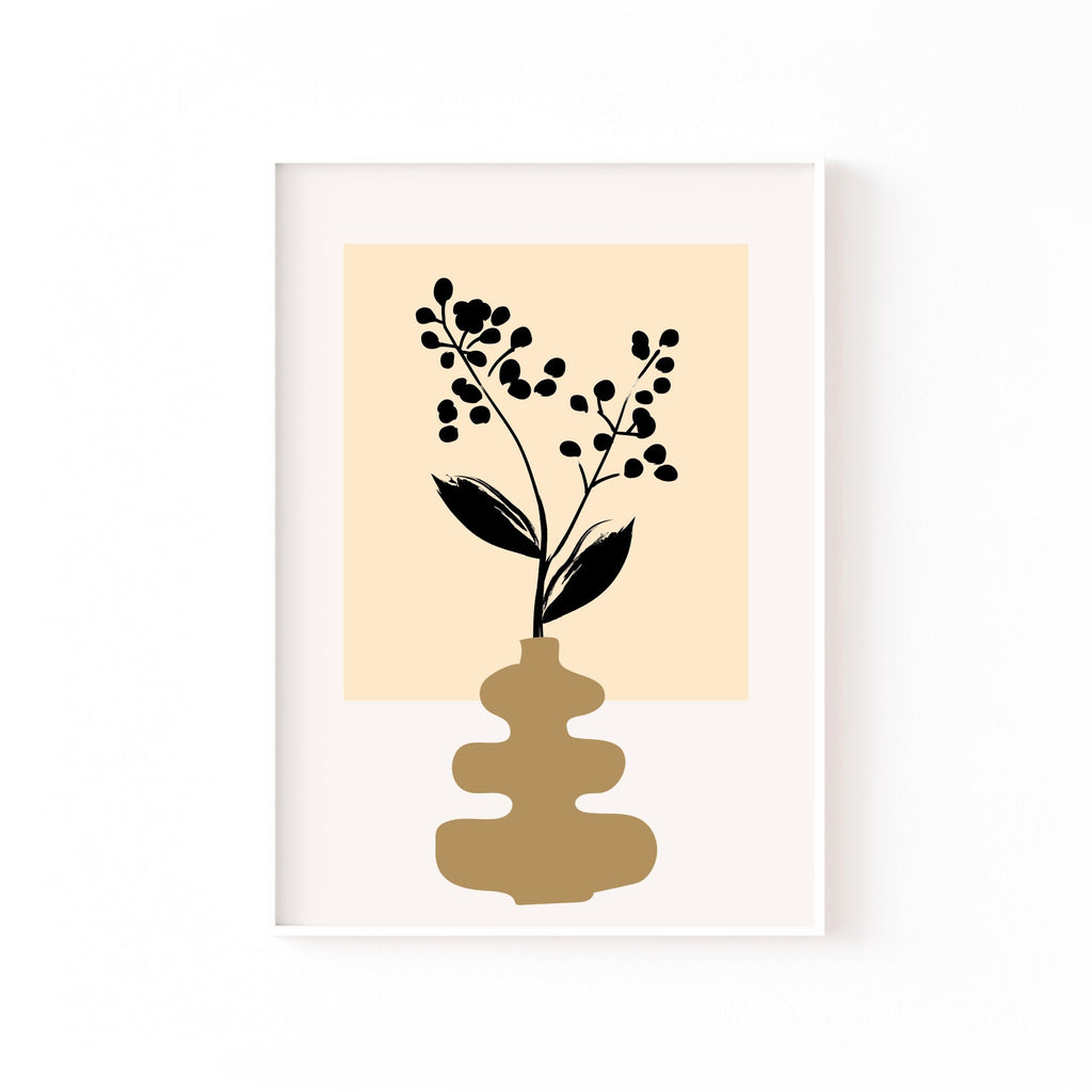 Florero con Bayas – cuadro decorativo con marco blanco | Studio MagArt
