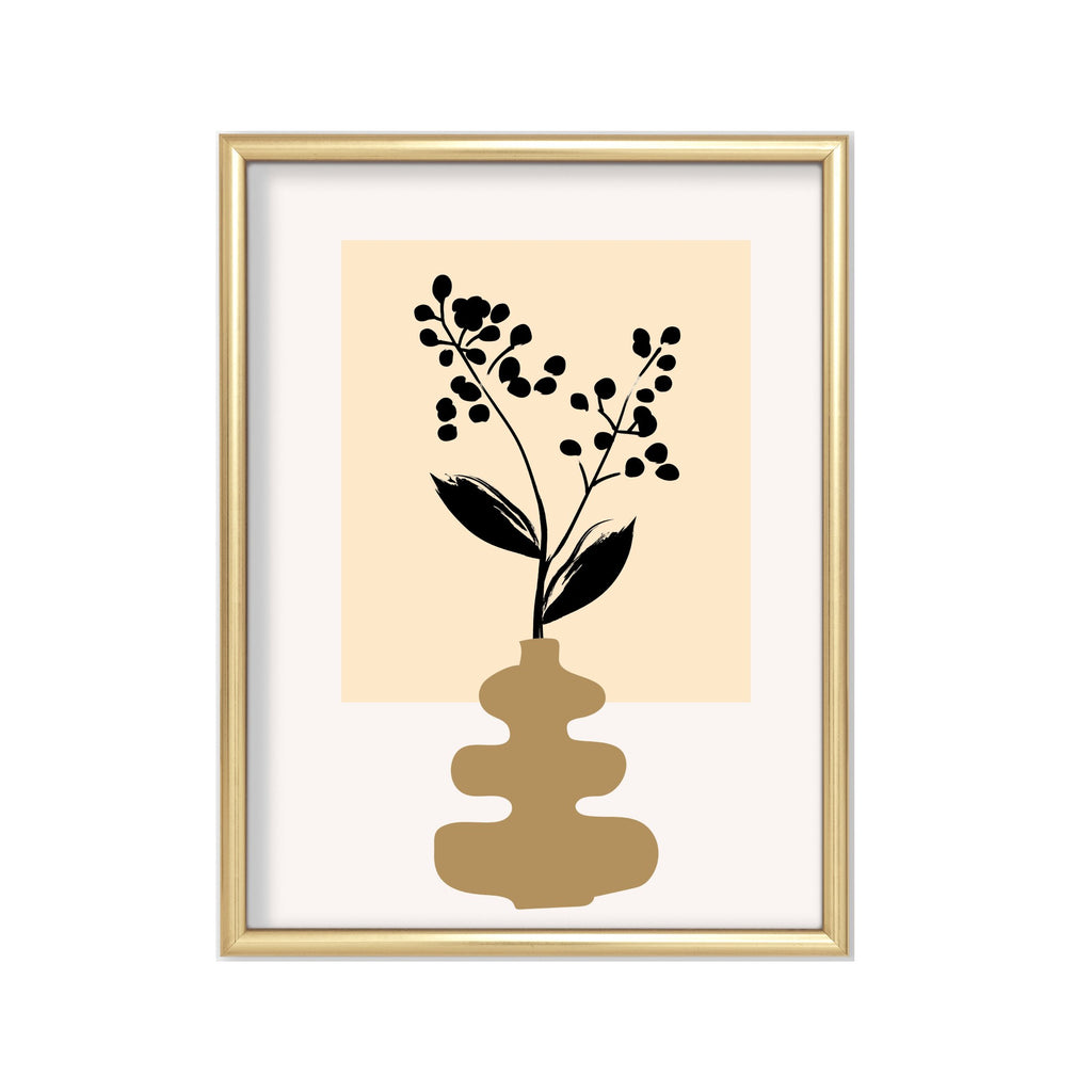 Florero con Bayas – cuadro decorativo con marco dorado | Studio MagArt