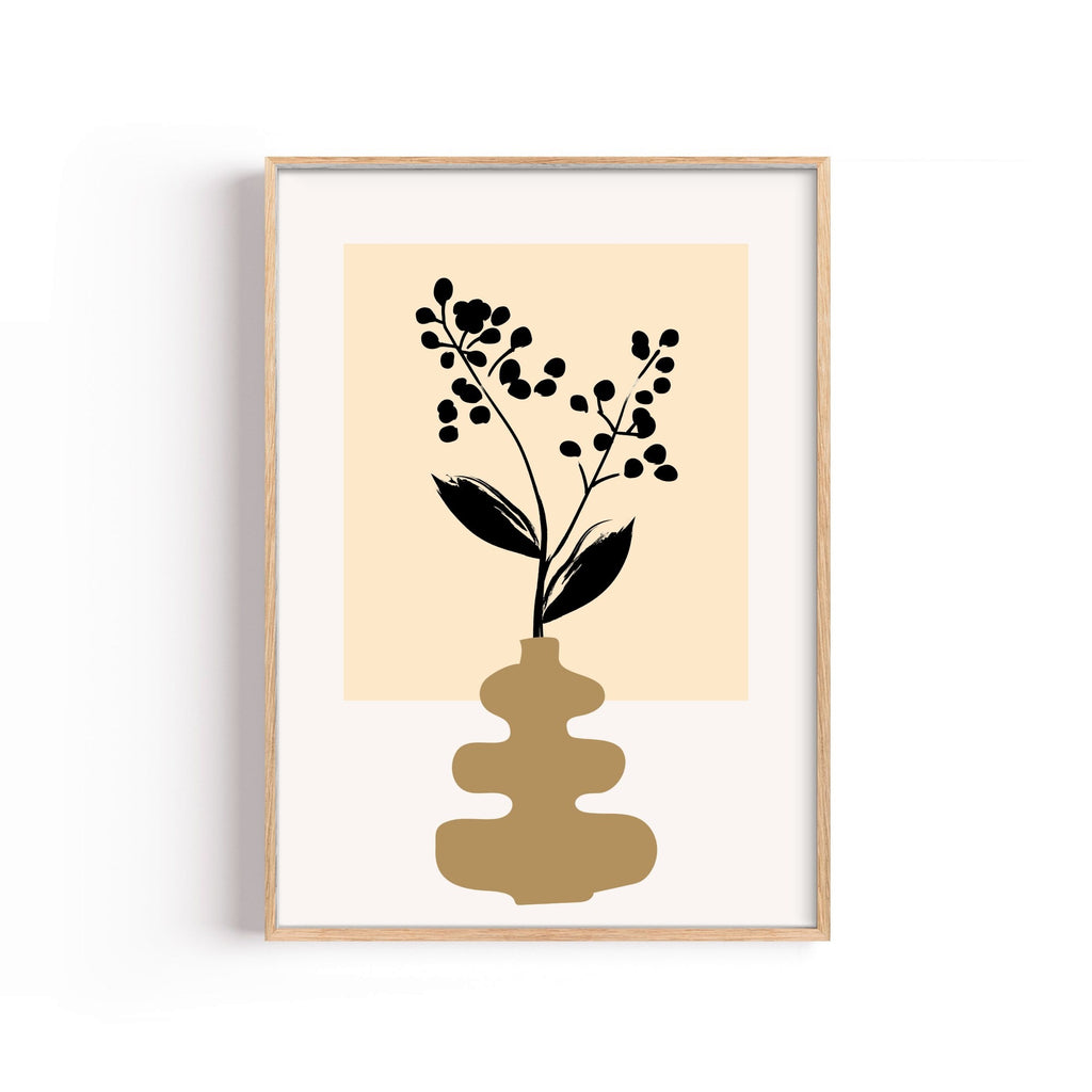 Florero con Bayas – cuadro decorativo con marco natural | Studio MagArt