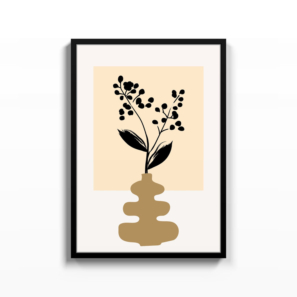 Florero con Bayas – cuadro decorativo con marco negro | Studio MagArt