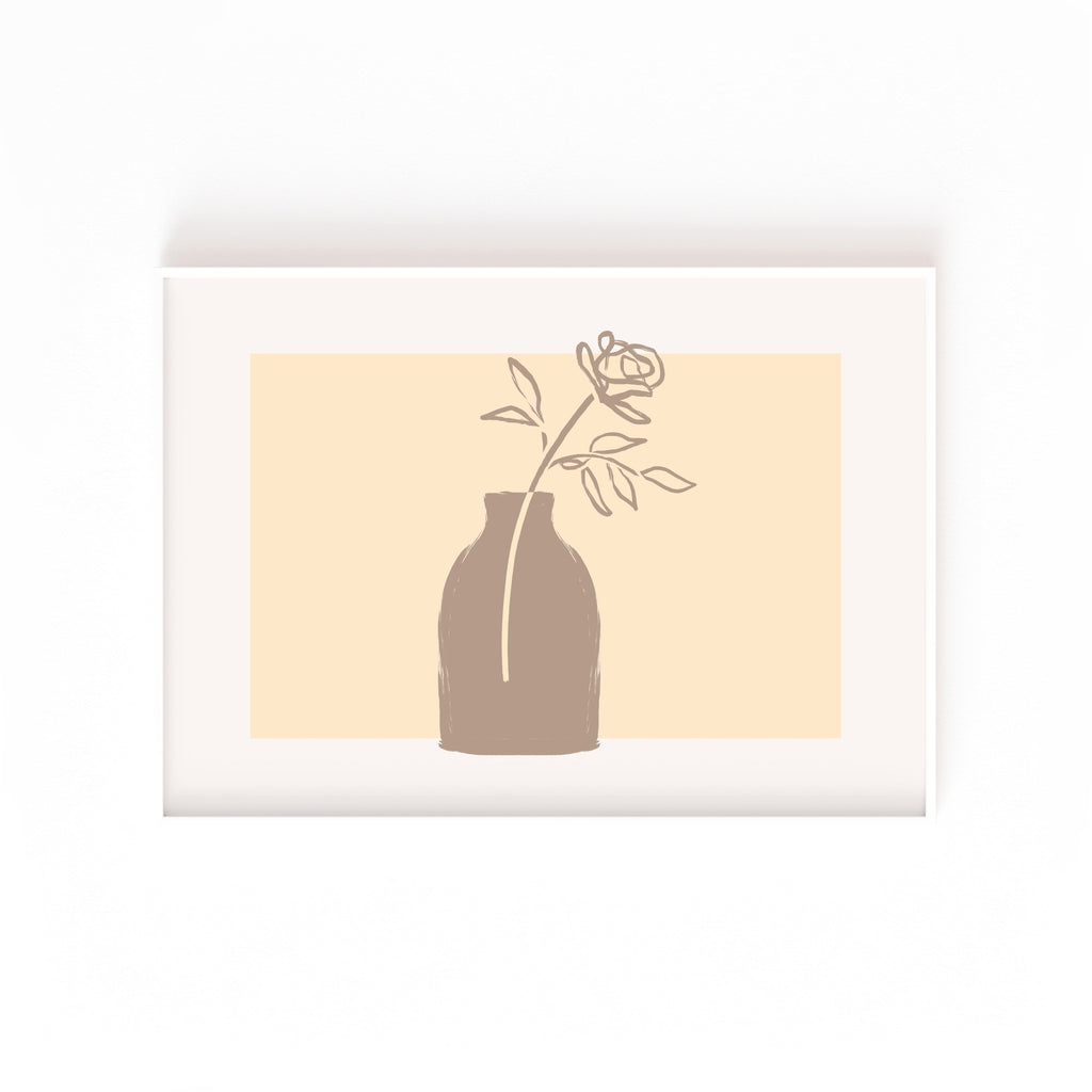 Florero con Rosa – cuadro decorativo con marco blanco | Studio MagArt
