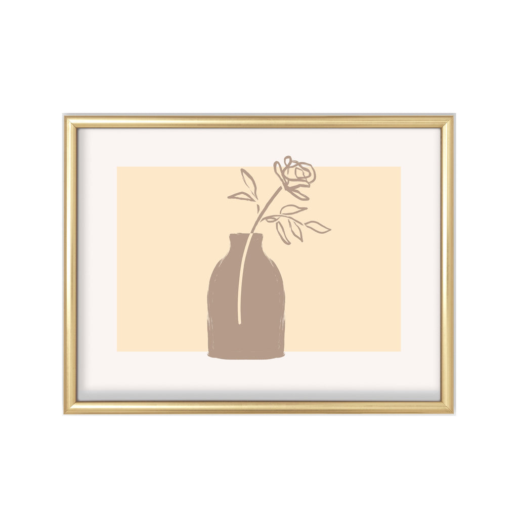 Florero con Rosa – cuadro decorativo con marco dorado | Studio MagArt