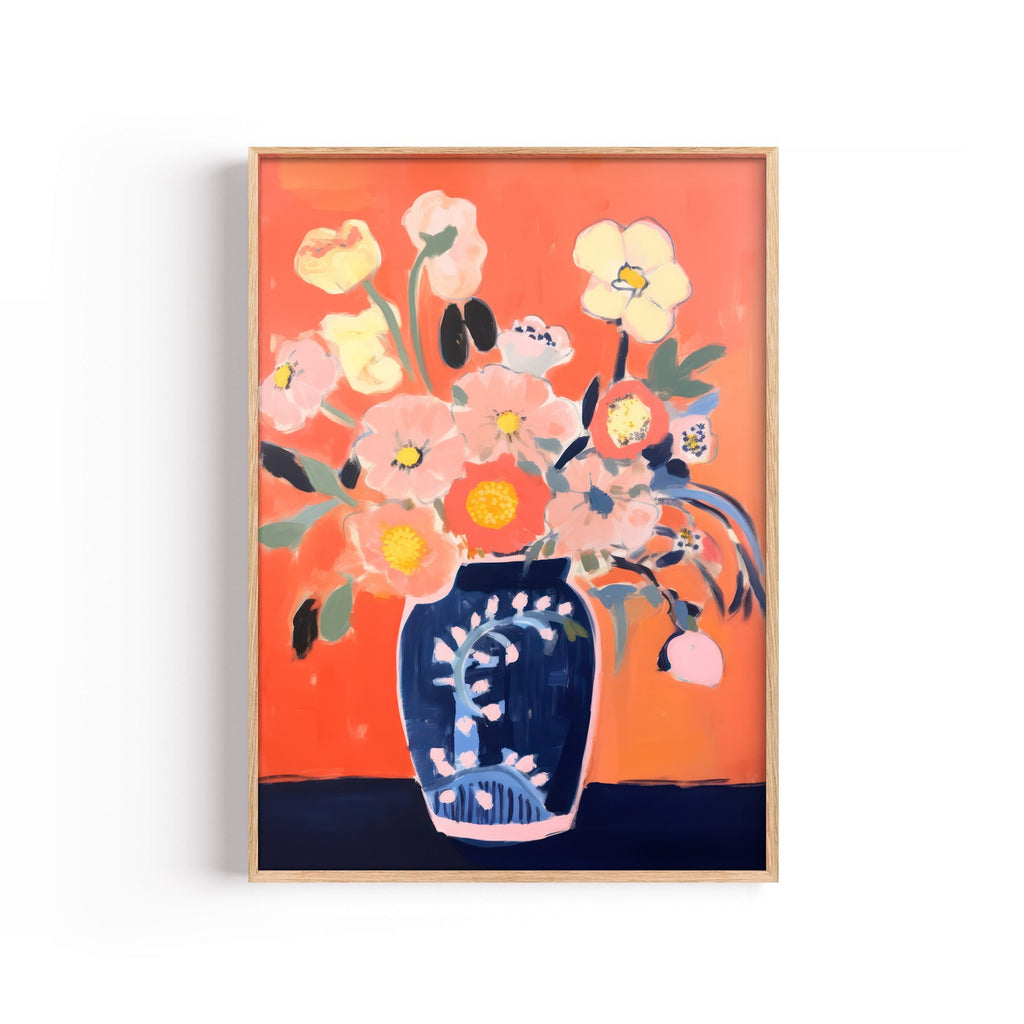 Flores en Coral – cuadro decorativo con marco natural | Studio MagArt