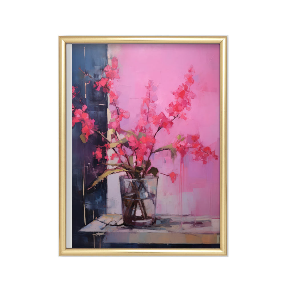 Flores en Magenta – cuadro decorativo con marco dorado | Studio MagArt