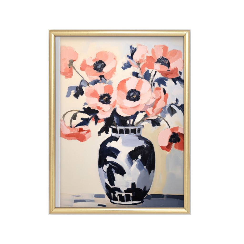 Flores en Porcelana – cuadro decorativo con marco dorado | Studio MagArt
