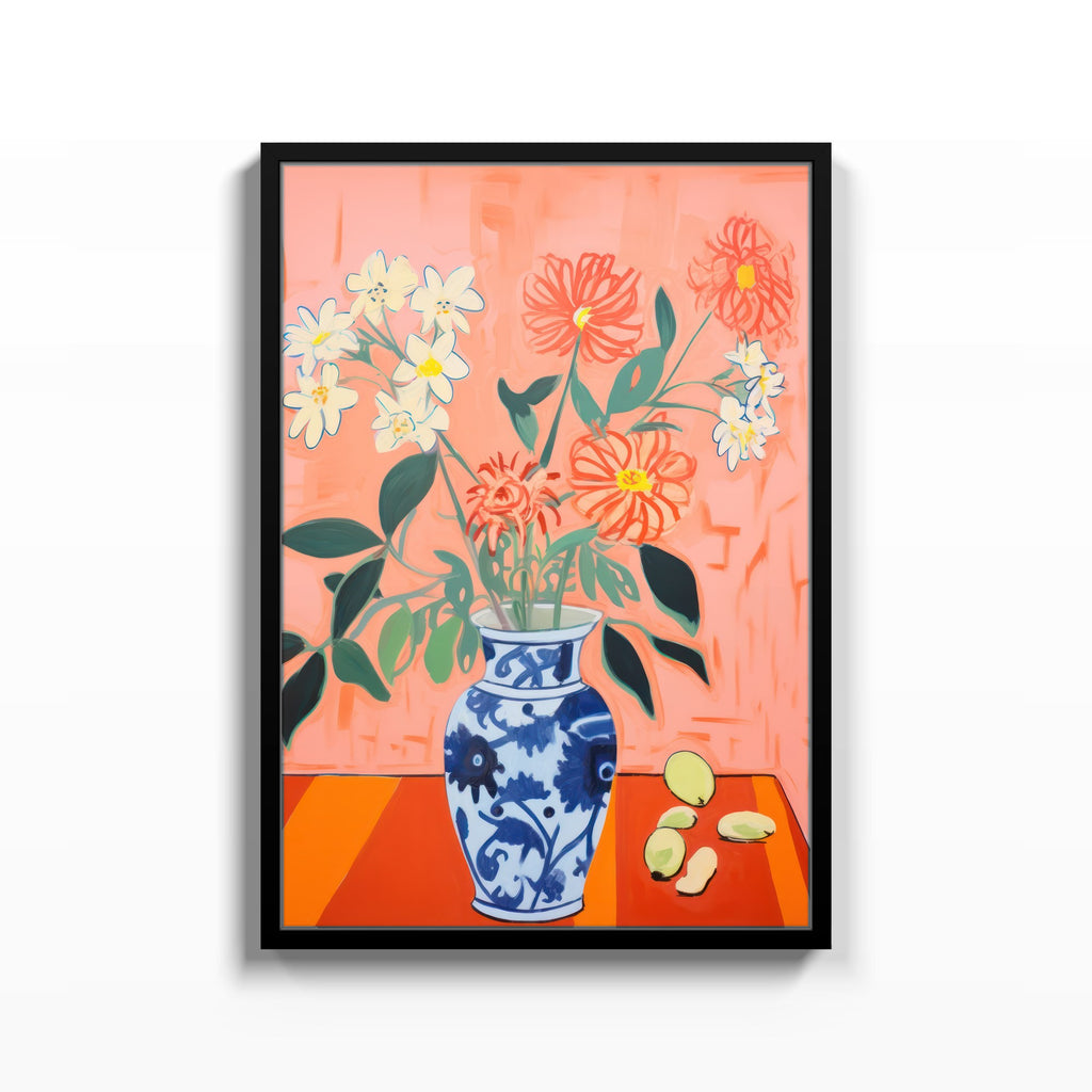 Flores en Talavera – cuadro decorativo con marco negro | Studio MagArt