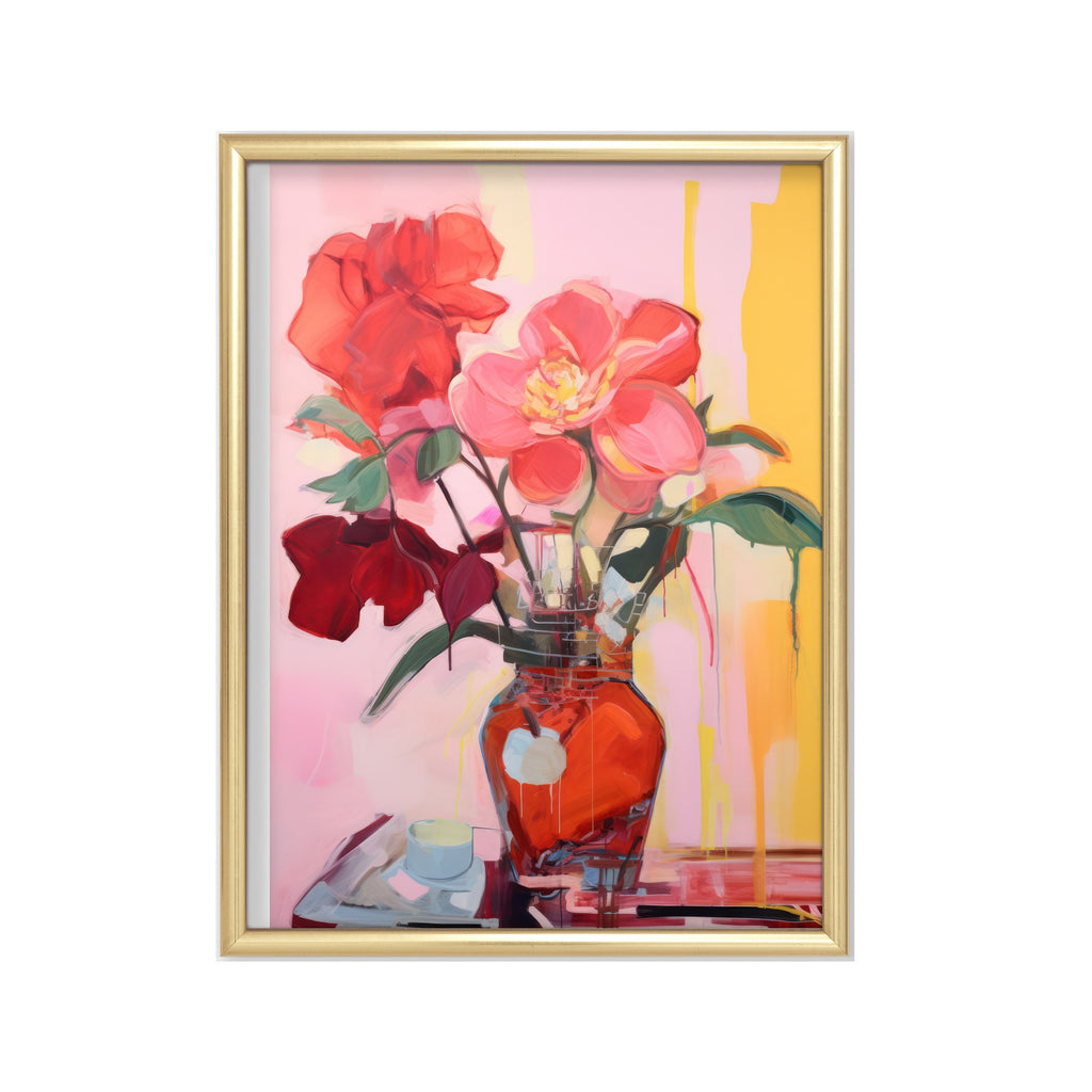 Flores Rojas – cuadro decorativo con marco dorado | Studio MagArt