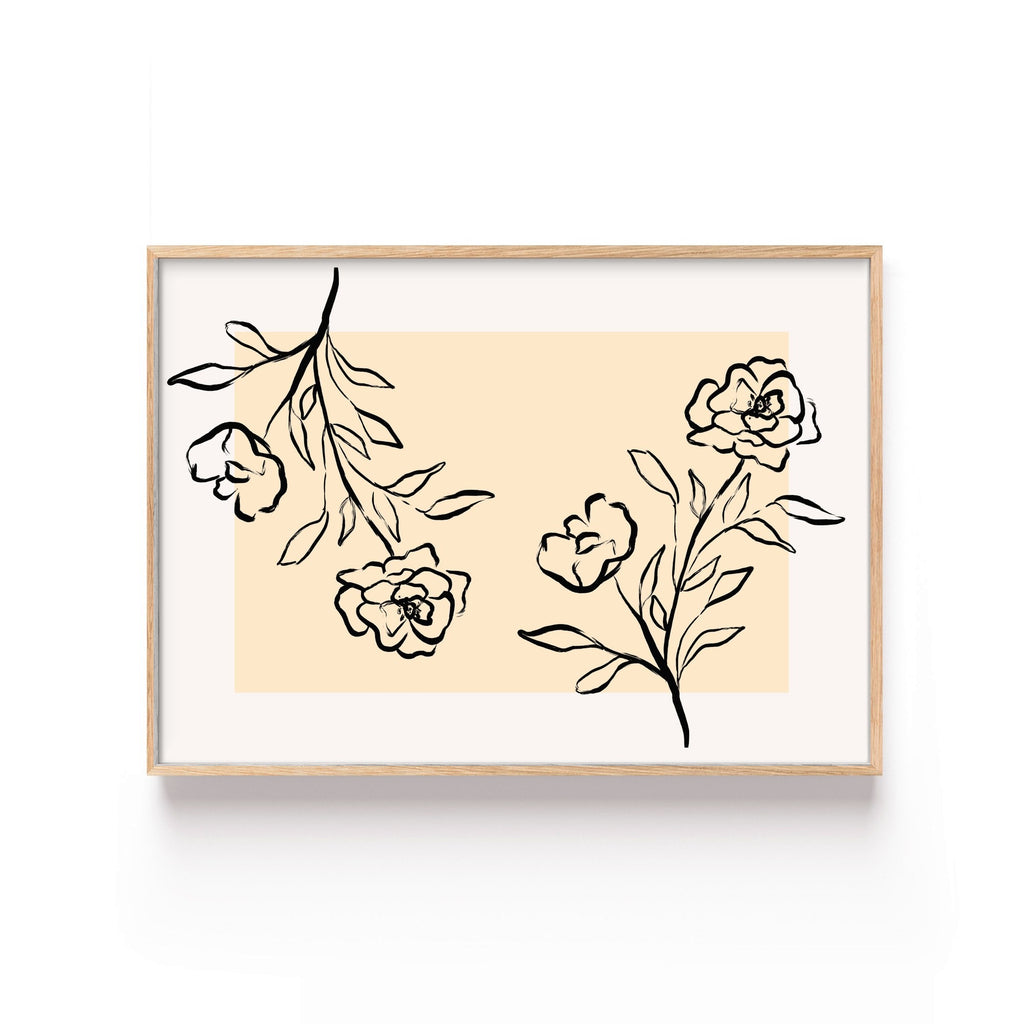 Flores Silvestres en Línea – cuadro decorativo con marco natural | Studio MagArt